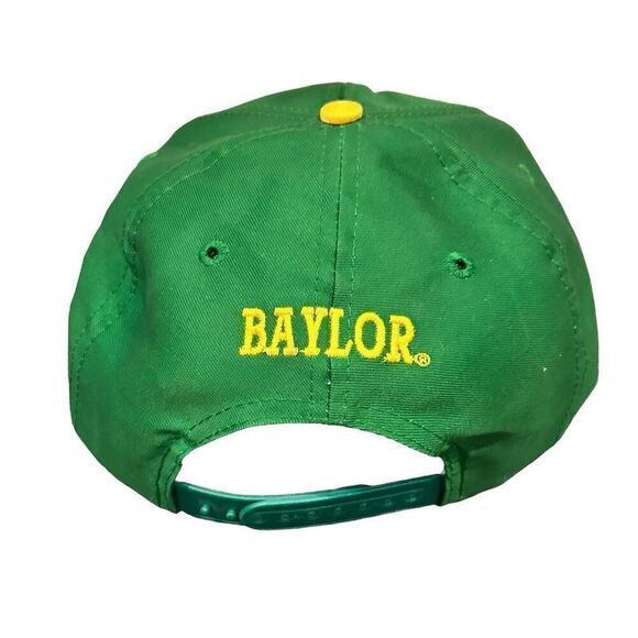 Vintage 80's Baylor Bears Snapback Hat Green & Yellow Unisex Adult - Picture 3 of 3